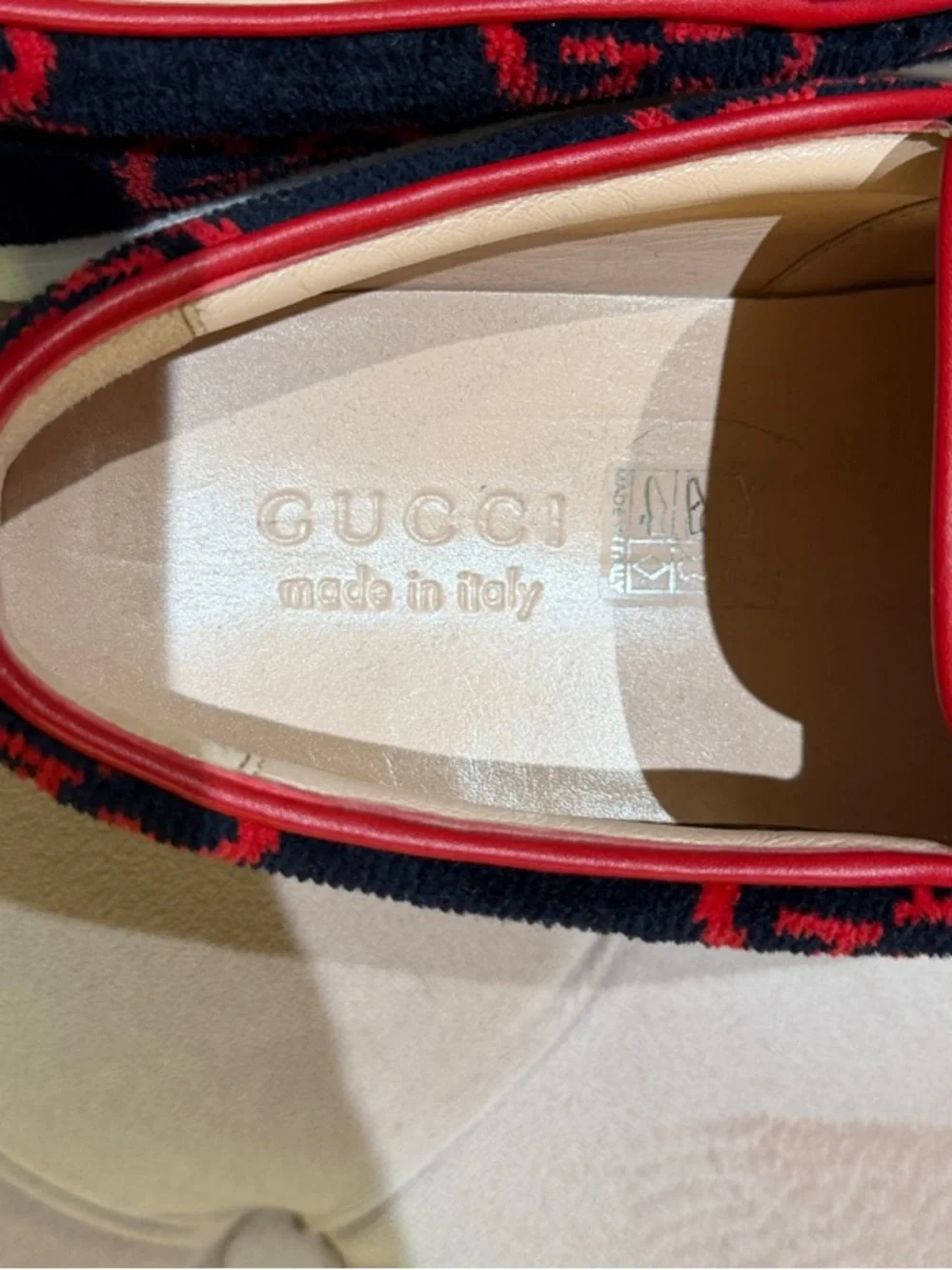 Gucci GG Slip-On Terry Cloth Slip-On Sneakers red and blue
